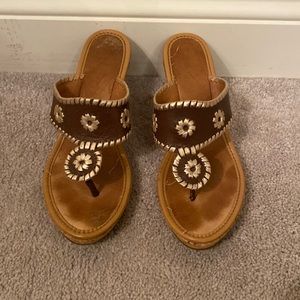 Jack Rogers brown/ gold wedges